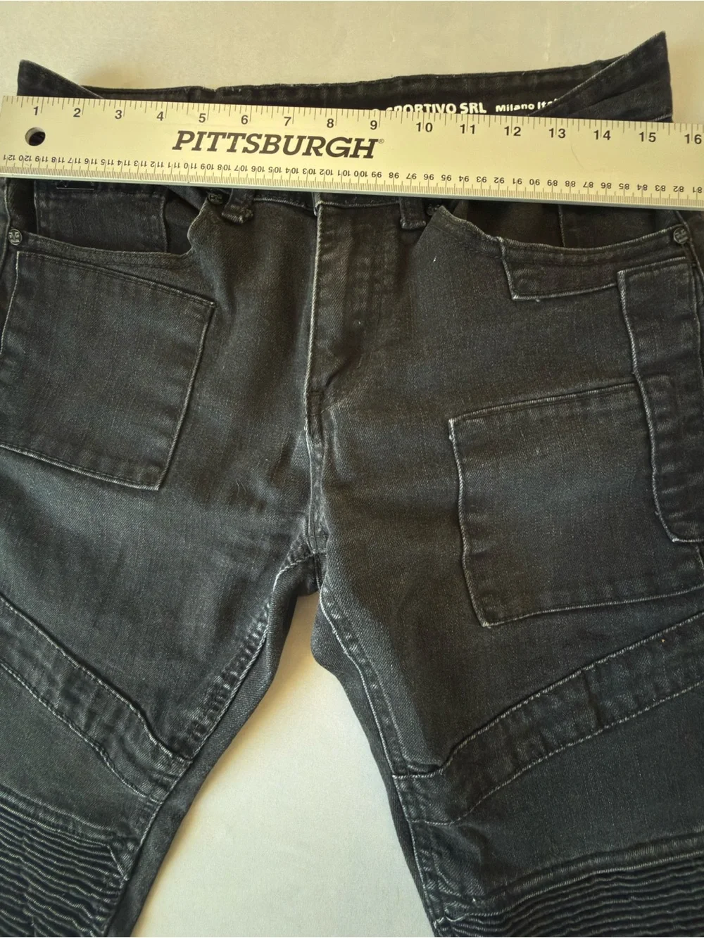 Slim Moto-Style Men's Jeans in Black